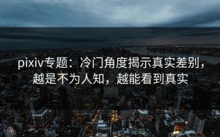 pixiv专题：冷门角度揭示真实差别，越是不为人知，越能看到真实