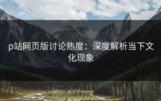 p站网页版讨论热度：深度解析当下文化现象