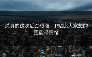 说真的这次后劲很强，P站比大家想的更能带情绪