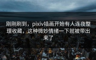 刚刚刷到，pixiv插画开始有人连夜整理收藏，这种微妙情绪一下就被带出来了