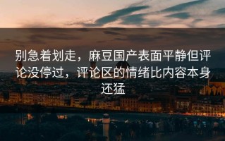 别急着划走，麻豆国产表面平静但评论没停过，评论区的情绪比内容本身还猛