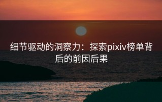 细节驱动的洞察力：探索pixiv榜单背后的前因后果