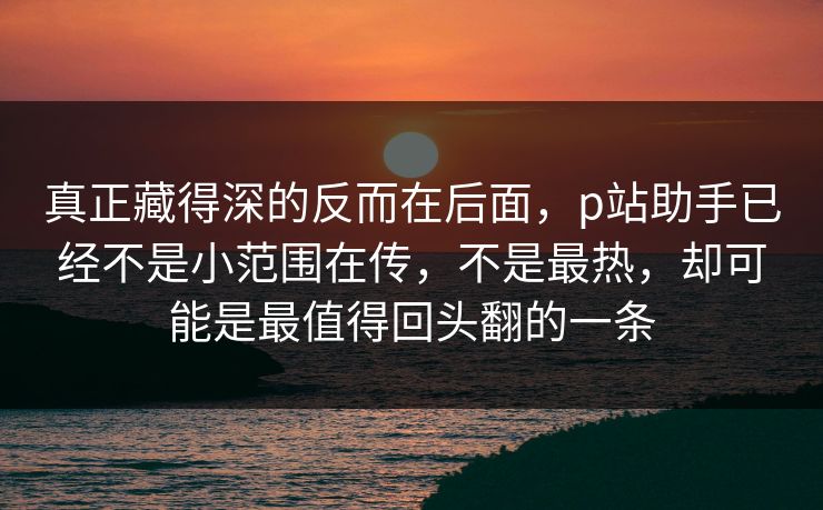 真正藏得深的反而在后面，p站助手已经不是小范围在传，不是最热，却可能是最值得回头翻的一条-第1张图片-p站自媒体 | p站网页版内容站