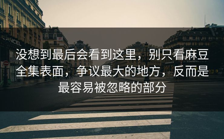没想到最后会看到这里，别只看麻豆全集表面，争议最大的地方，反而是最容易被忽略的部分-第1张图片-p站自媒体 | p站网页版内容站